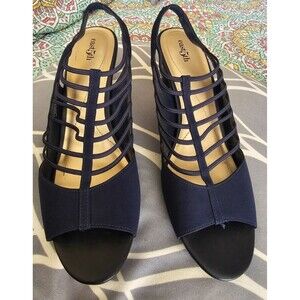 east 5th Women's Navy Blue Heels Strappy Sandal Gladiator Sz 10 medium